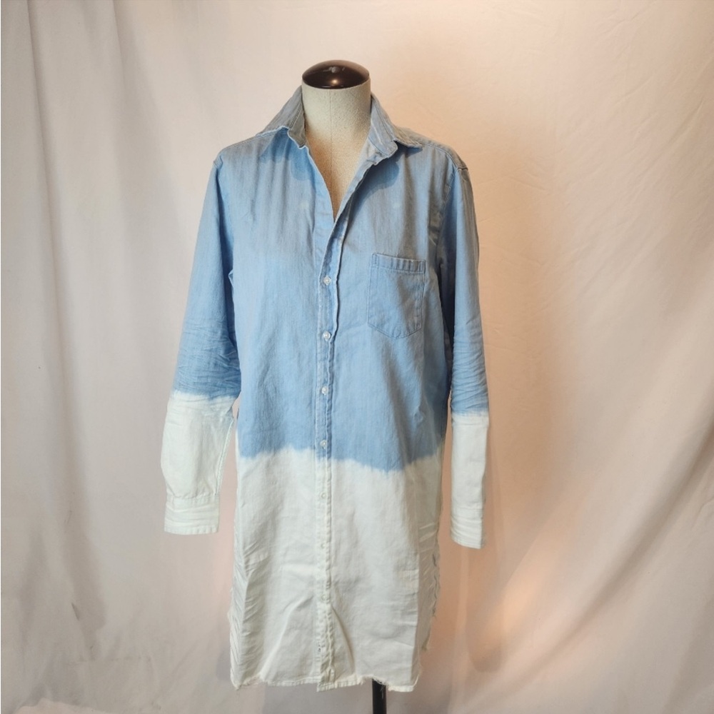 Frank and Eileen Blue and White Dip-Dye Mary Shirt Dress